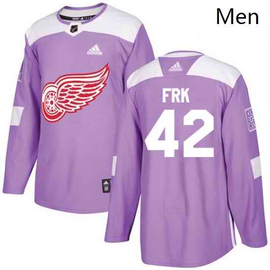 Mens Adidas Detroit Red Wings 42 Martin Frk Authentic Purple Fights Cancer Practice NHL Jersey